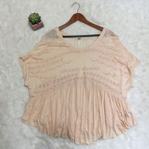 Free People Light Peach Eyelet Tunic